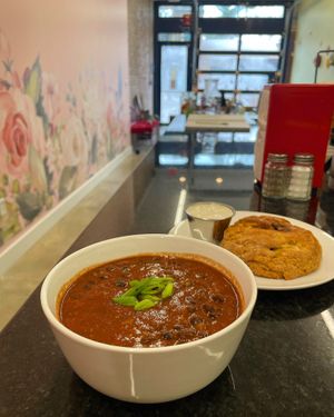 Chili and cinnamon roll sticky biscuit  at The Littlest Bake Shop in Kansas City