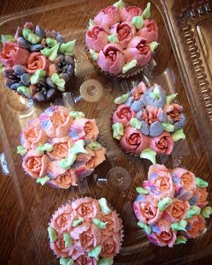 Vanilla cupcakes with fresh strawberry frosting  at The Littlest Bake Shop in Kansas City