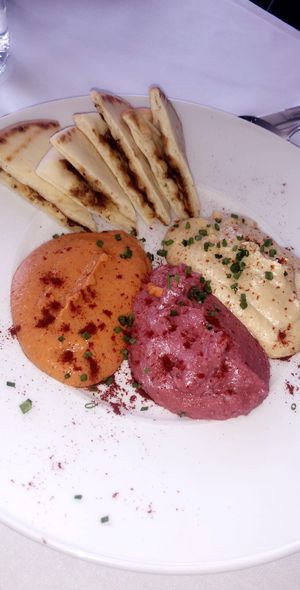 hummus and pita  at Green Fusion in Ridgewood
