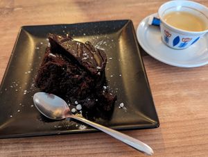 vegan chocolate cake with espresso at Chez Ama in Aix-en-provence
