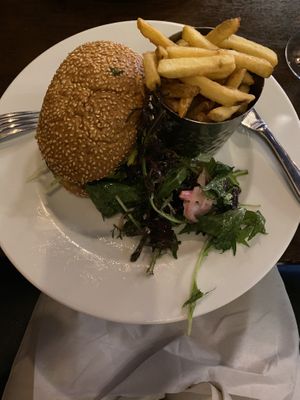 Mushroom seitan burger   at Bank Square Brasserie in Belfast