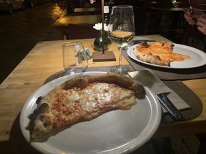 Our “margarita” pizza that they forgot basil on at A'nica in Palermo