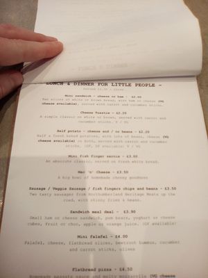 Kids lunch Menu at The Nest in Gateshead