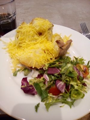 Potato with Vegan cheese and salad. at The Nest in Gateshead