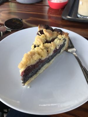 Vegan Cake with poppy seeds and cherrys   at Primesurf Fehmarn in Fehmarn