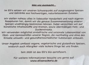 Was Elli‘s ausmacht... Auszug aus der Speisekarte  at Primesurf Fehmarn in Fehmarn