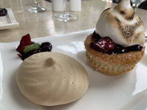 Vegan meringue dessert at Pine in Hanover