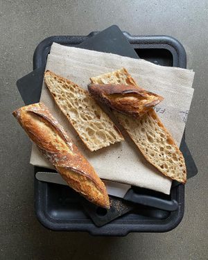 Sourdough baguette ready at 11:30AM daily at BReD in Whistler