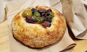 Olive and onion tartine at BReD in Whistler