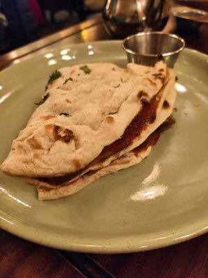 vegan sausage naan roll at Dishoom - King's Cross in London