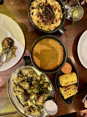 Black daal, gunpowder potatoes and jackfruit biryani was perfect!  at Dishoom - King's Cross in London