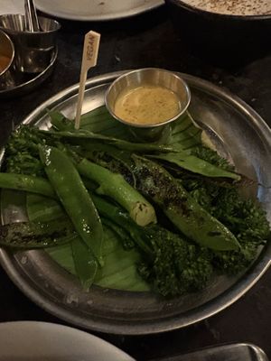 Grilled Greens w/Mustard Sauce  at Dishoom - King's Cross in London
