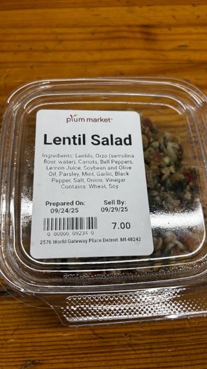 $7 lentil saladd  at DTW - Plum Market in Romulus