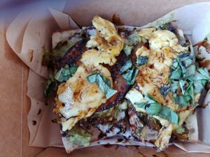 Avo opened face egg sandwhich at The Vegan Butcher in Allentown