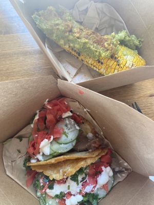 Street tacos with tofu and roasted corn  at The Vegan Butcher in Allentown