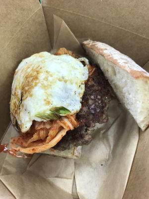 Kimchi egg burger  at The Vegan Butcher in Allentown