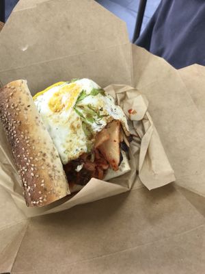 Kimchi egg burger  at The Vegan Butcher in Allentown