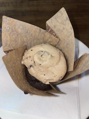 Chocolate chip cookie dough cupcake (vegan and gf) at Bucha Brewhouse and Bistro in Princeton