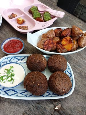 Falafels, potatoes. at Hummus Chiang Mai in Chiang Mai
