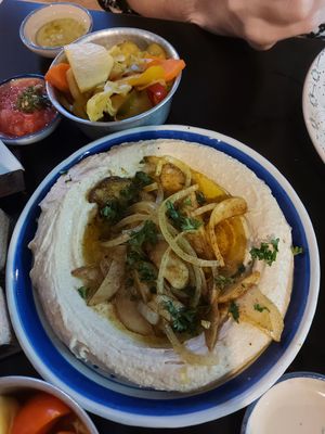 Hummus and mushrooms at Hummus Chiang Mai in Chiang Mai