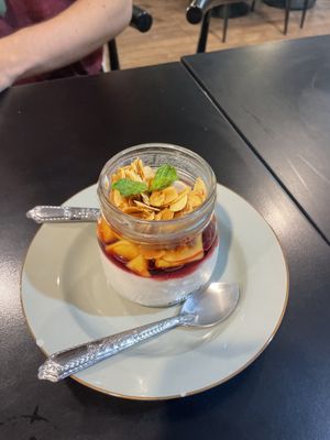 Pomegranate and mango dessert (it was okay)  at Hummus Chiang Mai in Chiang Mai