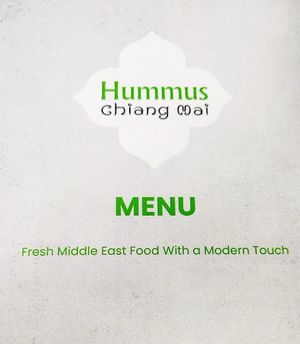 Menu cover at Hummus Chiang Mai in Chiang Mai