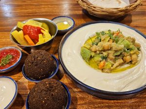 Avocado hummus and oversized falafel balls at Hummus Chiang Mai in Chiang Mai