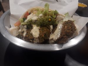 Falafel in pitta with tahini at Hummus Chiang Mai in Chiang Mai