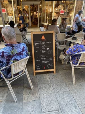 Vegan options listed on menu board  at Lusitania Cafe in Ferrol
