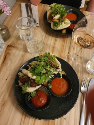 Fried avocado baos at Hügge in Turku