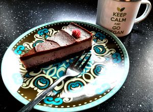 Chocolate/raspberry cheescake at Cukrari in Bratislava