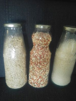 Rice, dry coconut and dry vegetables for soup at U Vážky in Bratislava