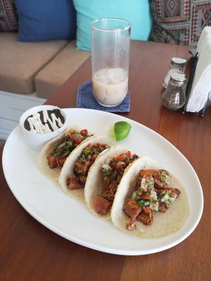 Steak Tacos w/ Seitan and Pico de Gallo at Origin  in San Pedro