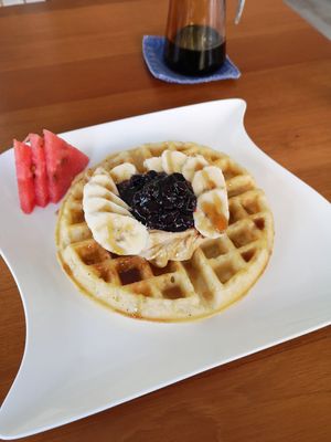 Vegan Blueberry - Cheesecake Hummus - Banana Waffle at Origin  in San Pedro