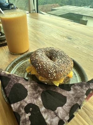 The carrot bagel  at Inzora Rooftop Café in Kigali