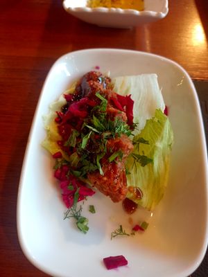 Cigköfte with salad at Pumpkin in Goreme