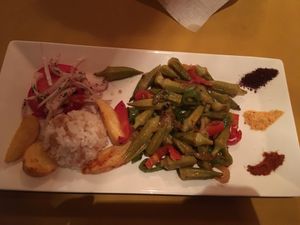 Vegan main - spices on side are yummy at Pumpkin in Goreme