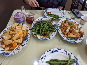 Orange tofu, special green beans, house tofu at New Peking Wok in Federal Way