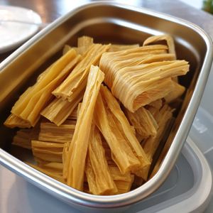 got my take away dried tofu ... in my container at Bottle Lounge 보틀팩토리 in Seoul