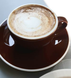 Cafe latte with soy milk at Bottle Lounge 보틀팩토리 in Seoul