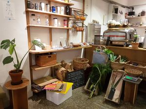 Locally grown fresh veggies, available for purchase (when you bring your own bag).  at Bottle Lounge 보틀팩토리 in Seoul