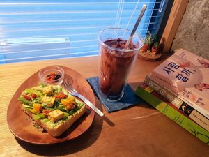 Tempeh and smashed avocado on thick fresh chewy toasted bread, and Oatley iced choco.. at Bottle Lounge 보틀팩토리 in Seoul