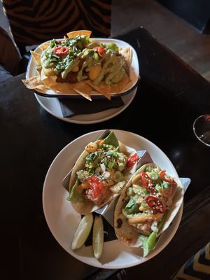 Chilli nachos, Hawaiian tofu tacos  at Safari Lounge in Edinburgh