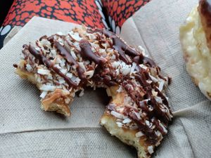 Samoa donut at Neil's Donuts in Wallingford