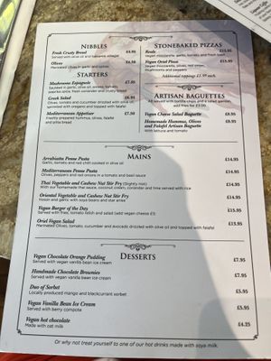 Menu   at Oriel in Poole