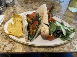 Falafel and hummus baguette    at Oriel in Poole