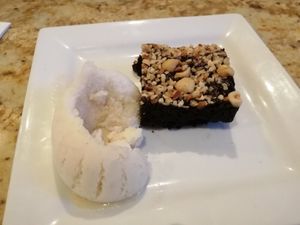 Vegan brownie at Oriel in Poole