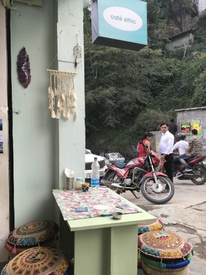 outside  at Cafe Ethic in Manali