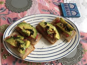 avocado tomato toast 😋 at Cafe Ethic in Manali