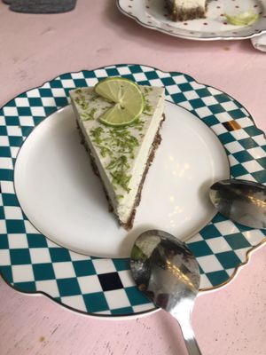 Raw vegan lime cheese cake. Made from cashews and a date crust. 5 stars!! at Cafe Ethic in Manali